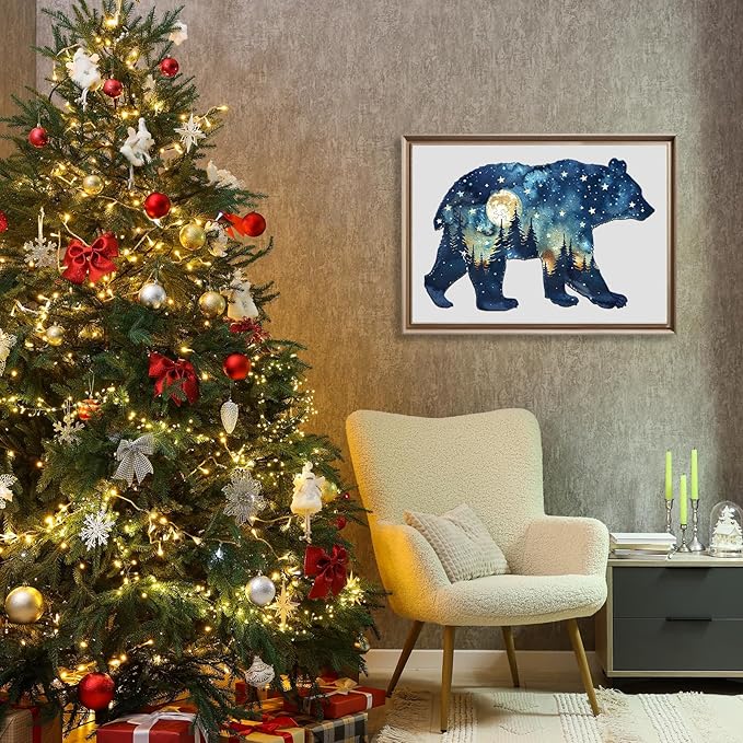 Wooden Puzzles for Adults - Astral Bear Wooden Jigsaw Puzzle - Unique Animal Shaped Wood Puzzles Adult - Christmas Birthday Gifts for Adults/Friends/Family - 145 Pcs 12.2 * 8.1in