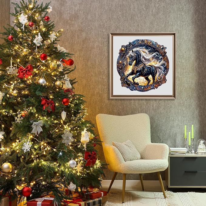 Wooden Puzzles for Adults - Elegant Horse Wooden Jigsaw Puzzle - Unique Animal Shaped Wood Puzzles Adult - Christmas Birthday Gifts for Adults/Friends/Family - 200pcs 11.4 * 11.4in