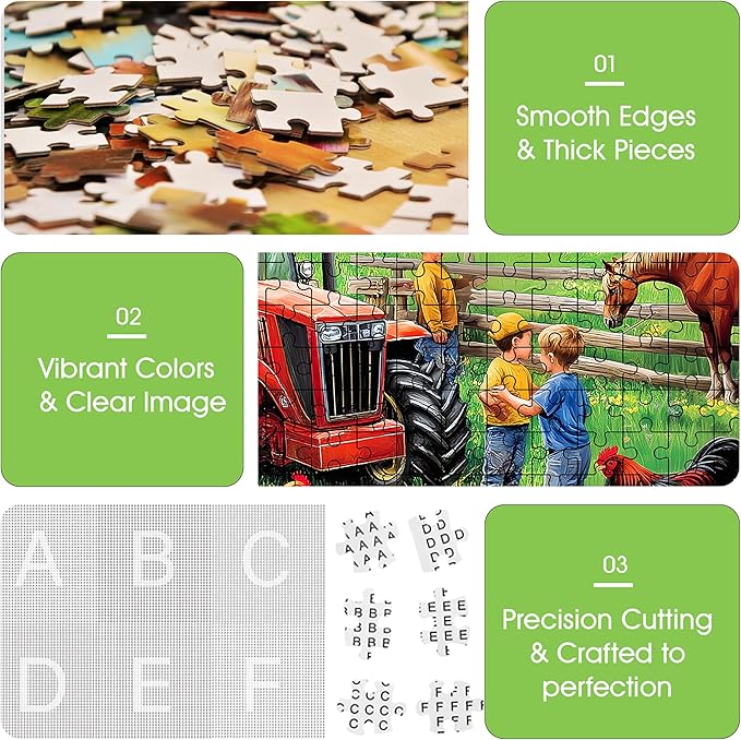 500 Piece Puzzles for Adults, Farm Animal Puzzles 500 Pieces, Puzzles for Kids Ages 6-8,Recycled Cardboard Horse Puzzle 500 Piece, Great Gift for Family Friends, 20.5 x 15 in