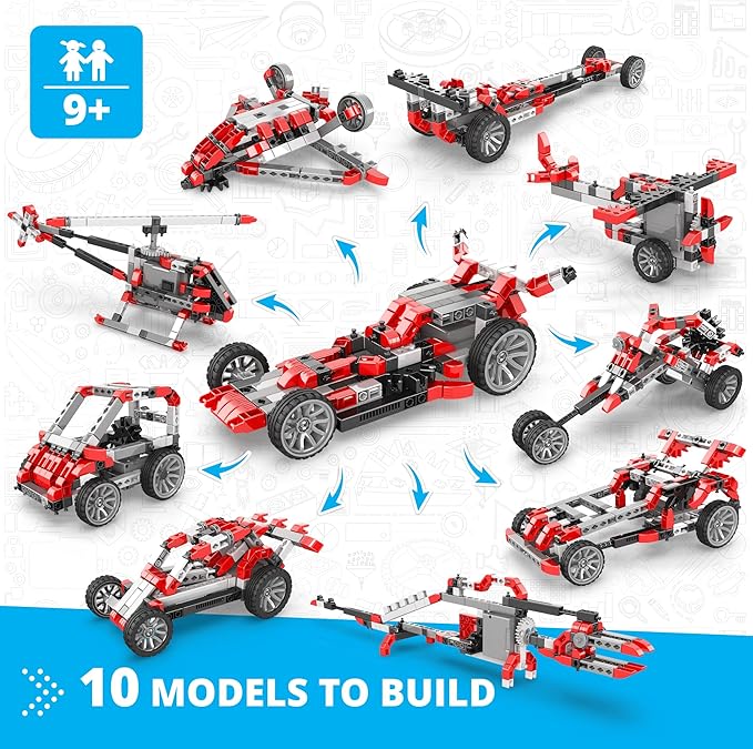 Engino- Inventor STEM Toys, Motorized Race Car for Kids 9+, STEM Kits, Building Toys, Educational Kit, Creative Engineering Kit, Gifts for Boys & Girls (10 Models to Build)
