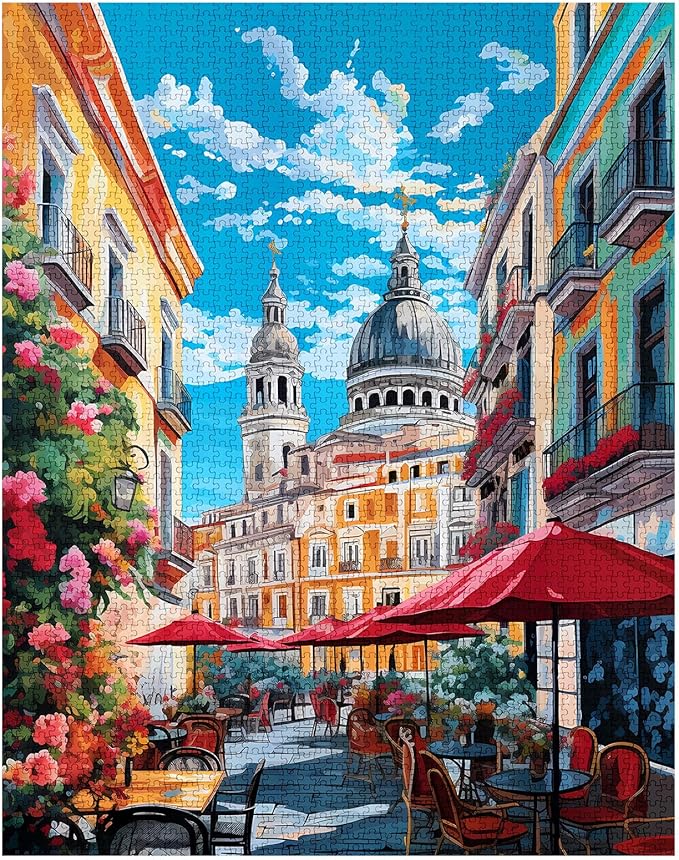Tucocoo Jigsaw Puzzles 1000 Pieces for Adults-Spain Madrid Landscape Puzzle-Challenging Puzzle Perfect for Game Nights-DIY Home Wall Decor-Street Scenery Art Puzzles Colorful City View 27" x 20"