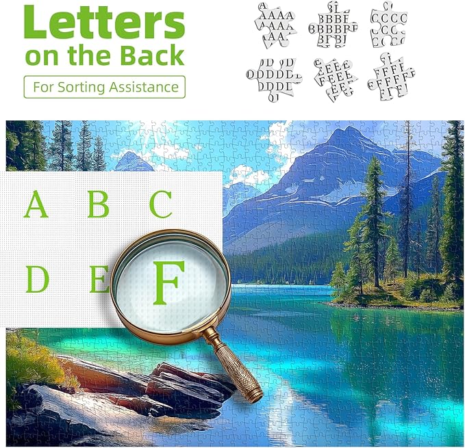 Blueforest Turquoise Lake 500 Piece Puzzle for Adults - Panoramic Mountain Therapy Jigsaw Puzzle, Calming Nature Art & Framable Stress Relief Gift (23"x15")