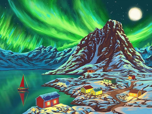 Large Piece Jigsaw Puzzle – Easy & Colorful, Dementia & Memory Activities for Seniors, Elderly Gifts, 48 Pieces, Aurora Night