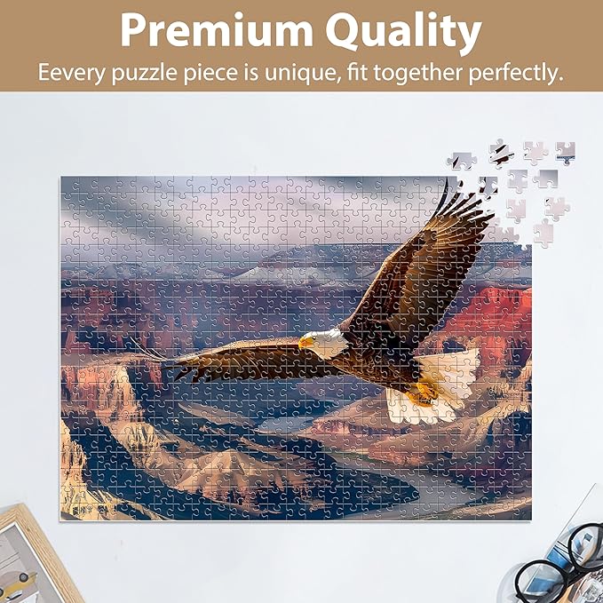 Jigsaw Puzzles for Adults 500 Pieces, Eagle Puzzles for Kids Teens Elderly Interlock Perfectly Letter on Back No Dust, Home Decor Family Fun Puzzle Games Toys Gift for Men Women Seniors (21"X15")