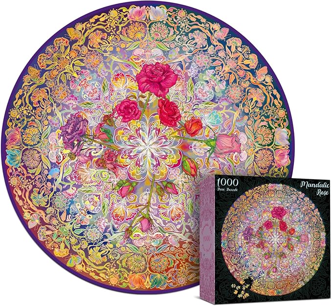 Antelope - 1000 Piece Mandala Puzzle for Adults, Mandalic Rose Jigsaw Puzzles 1000 Pieces,1000 Piece Round Puzzles, Flower Puzzles, High Resolution, Matte Finish, Smooth Edging, No Dust