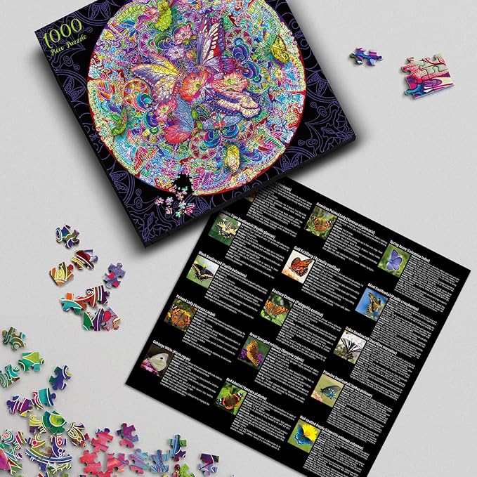 Antelope - 1000 Piece Mandala Puzzle for Adults, Mandala Morphe Jigsaw Puzzles 1000 Pieces,1000 Piece Round Puzzles, Butterfly Puzzles, High Resolution, Matte Finish, Smooth Edging, No Dust