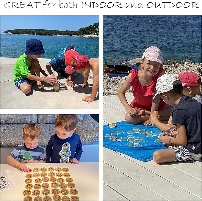 Cottify 2-Pack Wooden Memory Matching Game for Toddlers for Toddlers 3-5 Years, Durable, Toddler Memory Game for Kids 3 and up, Toddler Matching Toy, First Words and Animals, 72 Cards