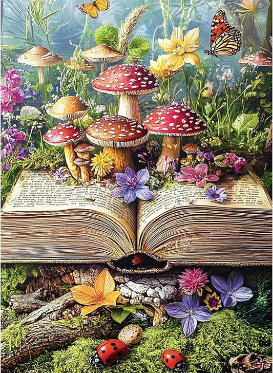 500 Piece Jigsaw Puzzles for Adults, Colorful Fantasy Mushroom Book Puzzles for Adults, Fun and Challenging Puzzle for Family Time, Relaxing Gift for Adults, Kids, Seniors, 20.5 x 15 in