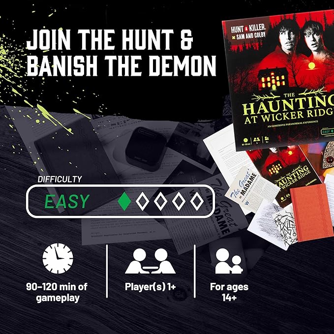 Hunt A Killer x Sam and Colby: The Haunting at Wicker Ridge – Immersive Paranormal Mystery Game, 90–120 Min Playtime, Ages 14+, Perfect for Fans of Ghost Hunting and Supernatural Thrillers