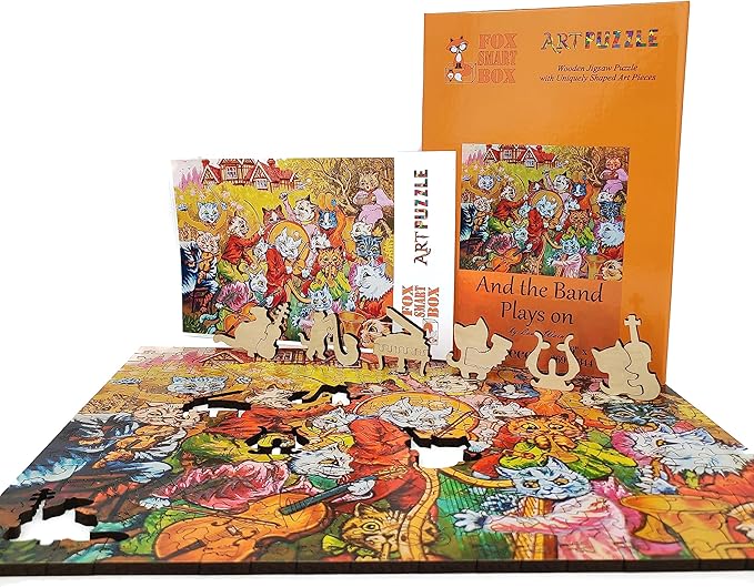Wooden Puzzle for Adults - Uniquely Shaped Pieces - Made in The USA by FoxSmartBox - 235 Pieces - and The Band Plays on!