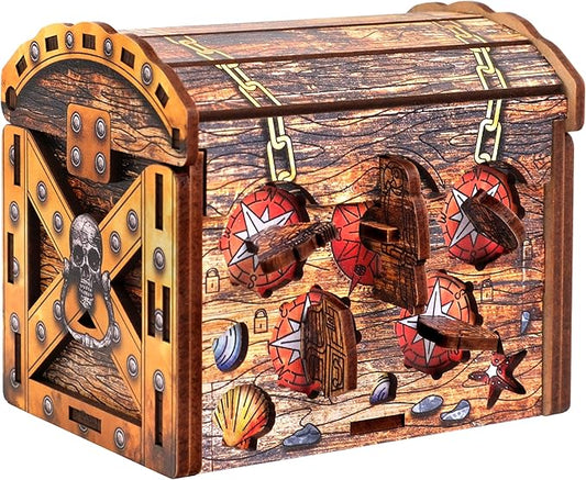 ESC WELT Art Pirate's Treasure Chest Puzzle Box - Escape Room in a Box - Nautical-Themed Brainteaser - 3D Puzzle Game for Adults & Kids - Unique Wooden Puzzle Box - Perfect for Family Fun and Gifts