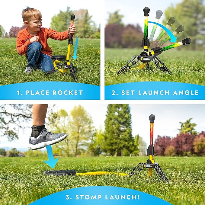 Blue Marble National Geographic Air Rocket Toy Refill - 5 LED Light-Up Air Rockets, Compatible with All Jump & Launch Air Powered Rocket Launchers