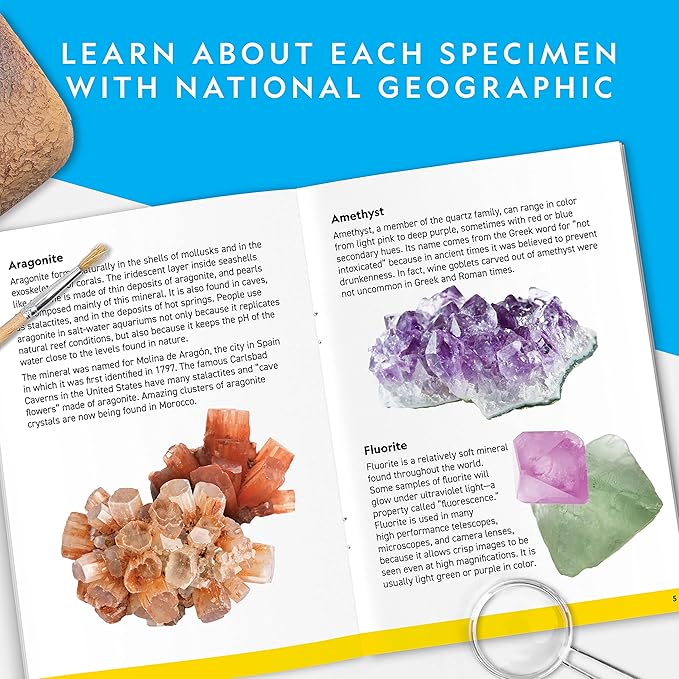 NATIONAL GEOGRAPHIC Mega Gemstone Dig Kit – Dig Up 15 Real Gemstones and Crystals, Science Kit for Kids, Gem Digging Kit, Gift for Girls and Boys, Mining Kit, Rock Collection