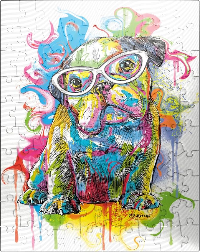 MyPuzzle Bulldog Fun - Premium 100 Piece Jigsaw Puzzle for Adults