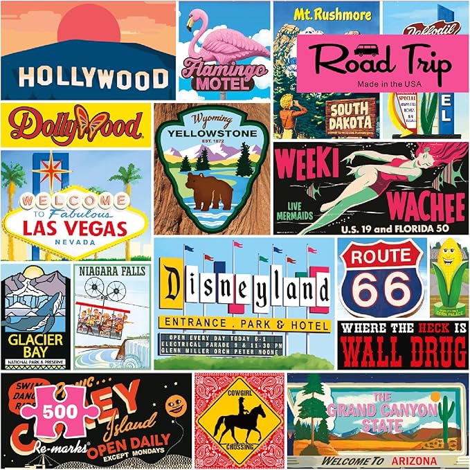 Re-marks Road Trip Vintage Signs 500-Piece Jigsaw Puzzle for All Ages