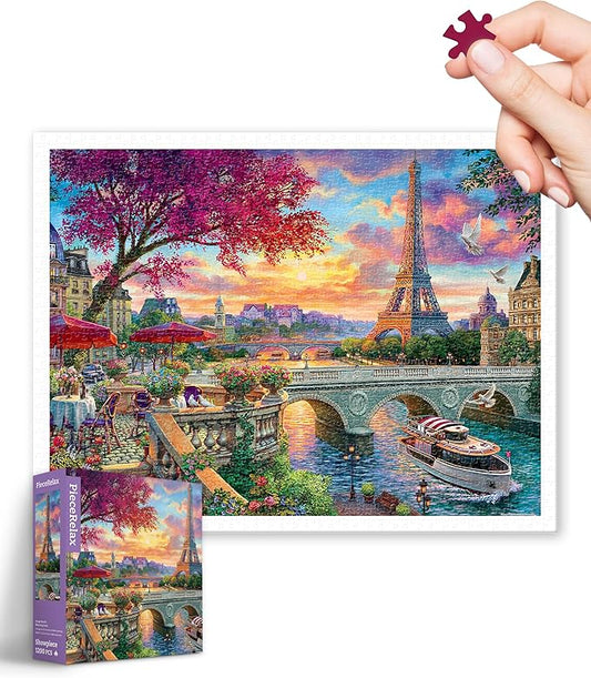 PieceRelax Plastic Jigsaw Puzzles for Adults 1200 Pieces - Image World - Blooming Paris Most Satisfying Table Games and Gifts No Puzzle Mat Required [H3549]