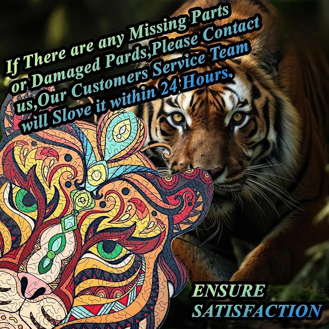 Wooden Jigsaw Puzzle for Adults,Tiger Animals Shaped Magic Puzzle Pieces Best Gift for Adults,Can be Used as a Cool Mouse Pad,220pcs,(13.97 * 12.99 inches)