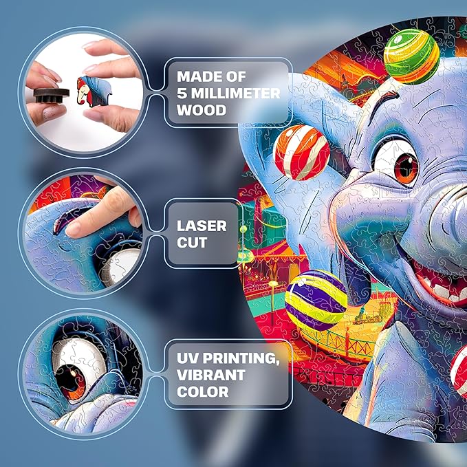 ESC WELT Wooden Puzzle Elephant 200 Pieces - Captivating Mind Entertainment for Teens and Adults - Fun and Environmentally Friendly Toy - Challenging Jigsaw Game - Wooden Puzzle