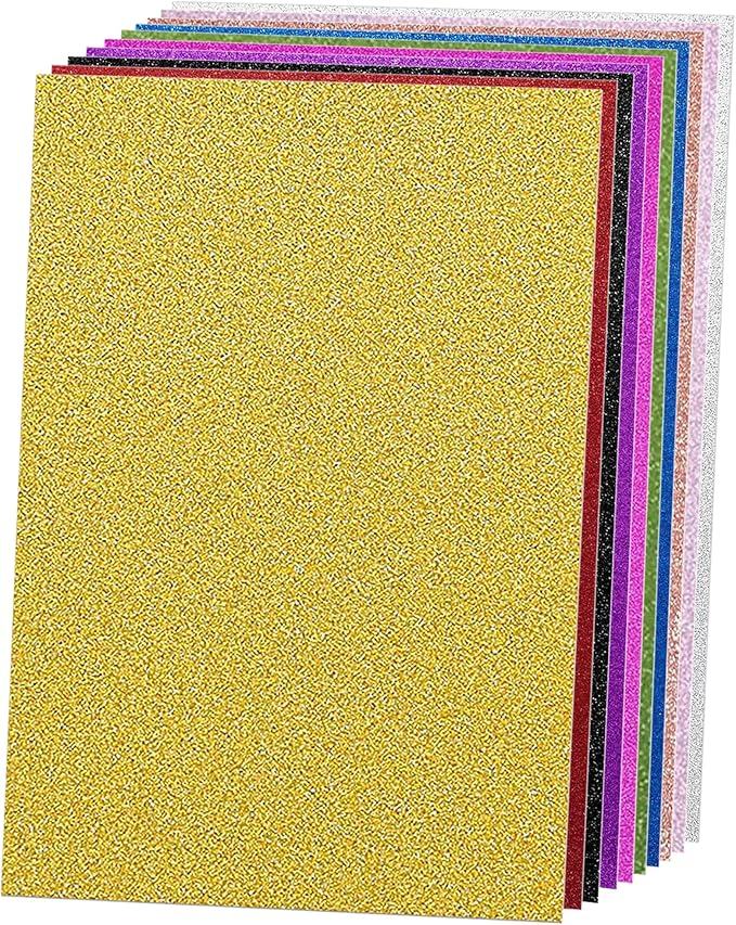 SALEMAR 250 GSM Glitter Cardstock Glitter Paper, 10 Color Sparkling Craft Paper for School, Scrapbook and Craft Projects, 8.3 x 11.7 Inches(Multicolor)