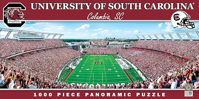MasterPieces - South Carolina Gamecocks 1000 Piece Jigsaw Puzzle, Panoramic Football Stadium View, Fun for Adults & Family, 13"x39", South Carolina Puzzles for Adults