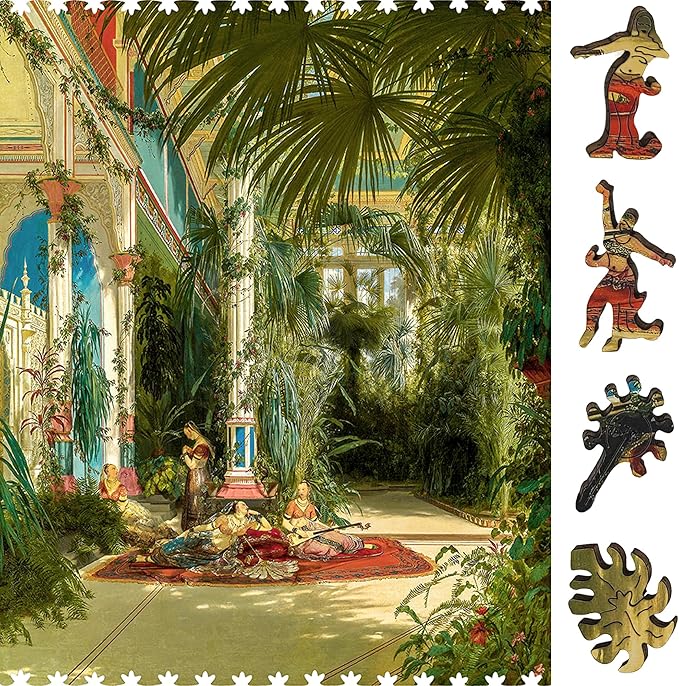 Wooden Puzzle for Adults - Uniquely Shaped Pieces - Made in The USA by FoxSmartBox - 282 Pieces - Palm House