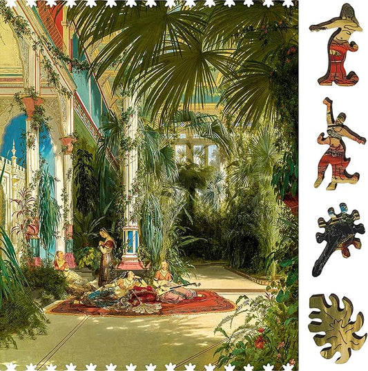 Wooden Puzzle for Adults - Uniquely Shaped Pieces - Made in The USA by FoxSmartBox - 282 Pieces - Palm House