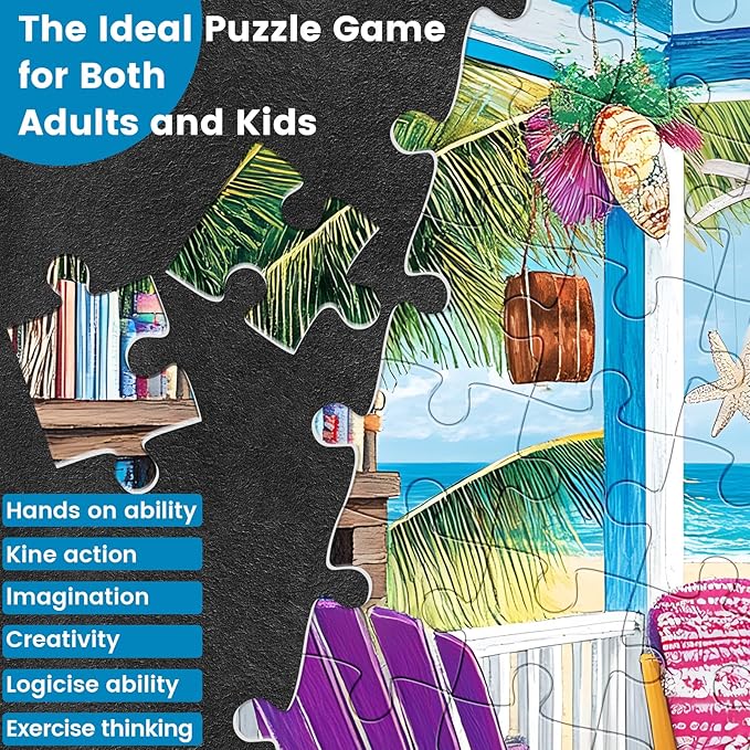 300 Piece Puzzle for Adults,Jigsaw Puzzles 300 Pieces Seaside Scenery Puzzle for Kids Adult Senior Beach Jigsaw Puzzle for Adults 300 Pieces Challenging Puzzles Family Activity Game Nights Gifts