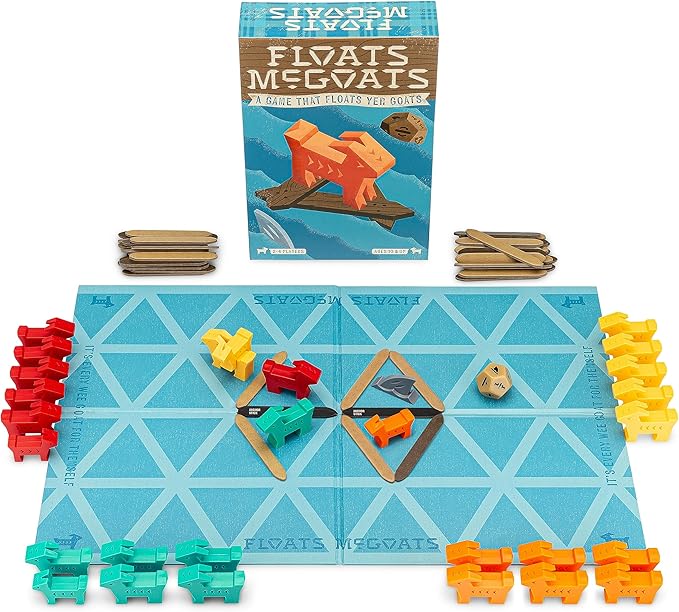 Hootenanny Games Floats McGoats Board Game | Build a Raft & Save Your Goats | Perfect for Family Games | 2-4 Players, Ages 10+