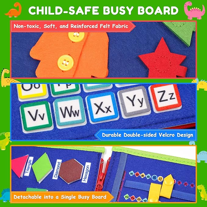 Toddler Busy Board Montessori Toys for 1 2 3 4 Year Old Boy Girl Birthday Gift, Sensory Toys for Toddlers Age1-3, Toddler Travel Busy Books for Airplane Car, Educational Preschool Learning Activity