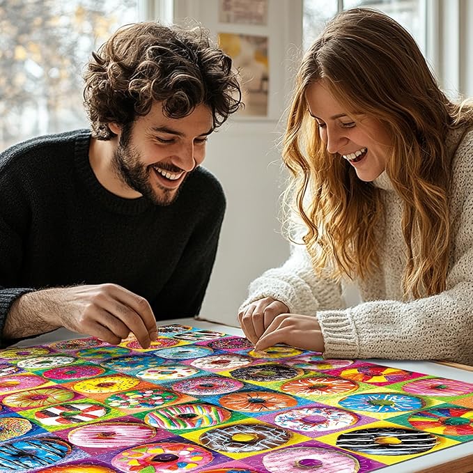 ALL4JIG Doughnut Fun Jigsaw Puzzles for Adults and Kids, 500 Pieces, 19" x 14", Christmas Secret Santa Gift, White Elephant Gifts, Number Partitioned for Easy Solving