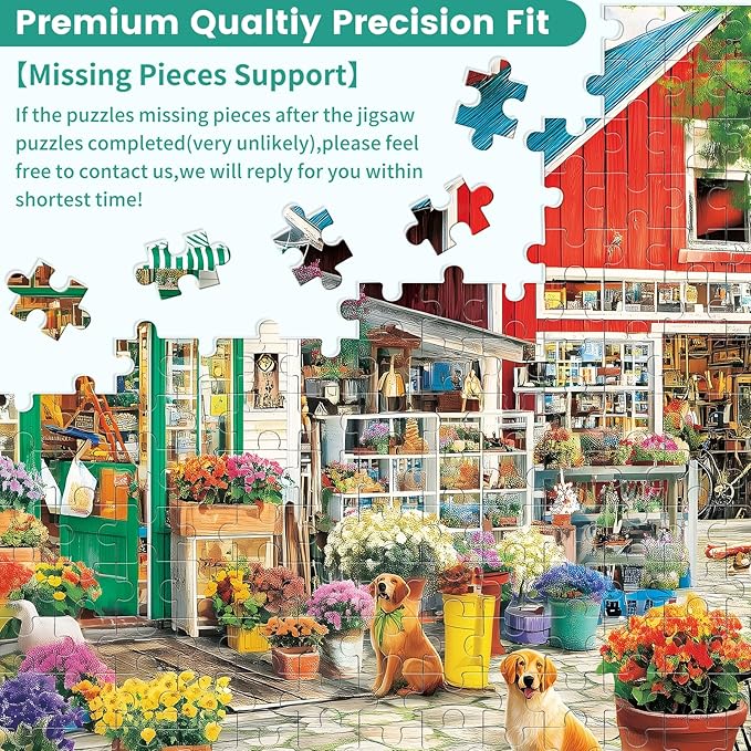 300 Piece Puzzles for Adults, Charming Flower Shop Jigsaw Puzzles with Dog, Vibrant and Relaxing 300 Piece Puzzle, Perfect for Family Time, Great Gift for Adults, Kids, Seniors, 20.5 x 15 in