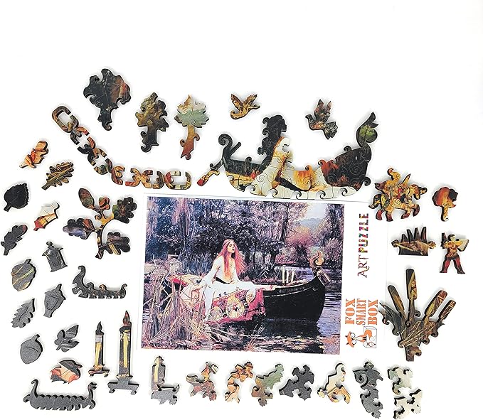 Wooden Jigsaw Puzzle for Adults - Uniquely Shaped Pieces - Made in The USA by FoxSmartBox - 270 Pieces - The Lady of Shalott