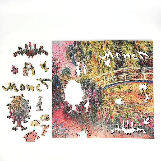 Wooden Jigsaw Puzzle for Adults - Uniquely Shaped Pieces - Made in The USA by FoxSmartBox - 210 Pieces - Water-Lily Pond