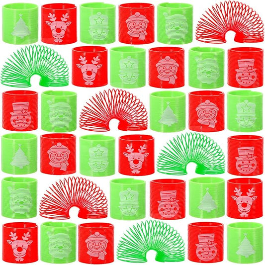 36PCS Christmas Coil Springs for Kids - Assorted Christmas Theme Pattern and Colors Magic Spring Toys, Christmas Party Favors, Christmas Stocking Stuffers for Kids Boys Girls