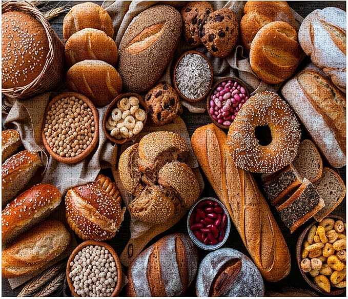 Tucocoo 1000 Piece Jigsaw Puzzles for Adults Variety of Bread Painting Jigsaw Puzzle Delicious Food Art 1000 Pieces Puzzles for Challenging Family Activity Game Colorful DIY Craft Puzzle Wall Decor