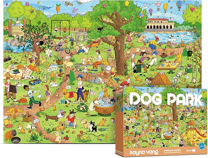 Antelope 2 in 1 1000 Piece Puzzle Bundle - Dog Park & Drive In Movie
