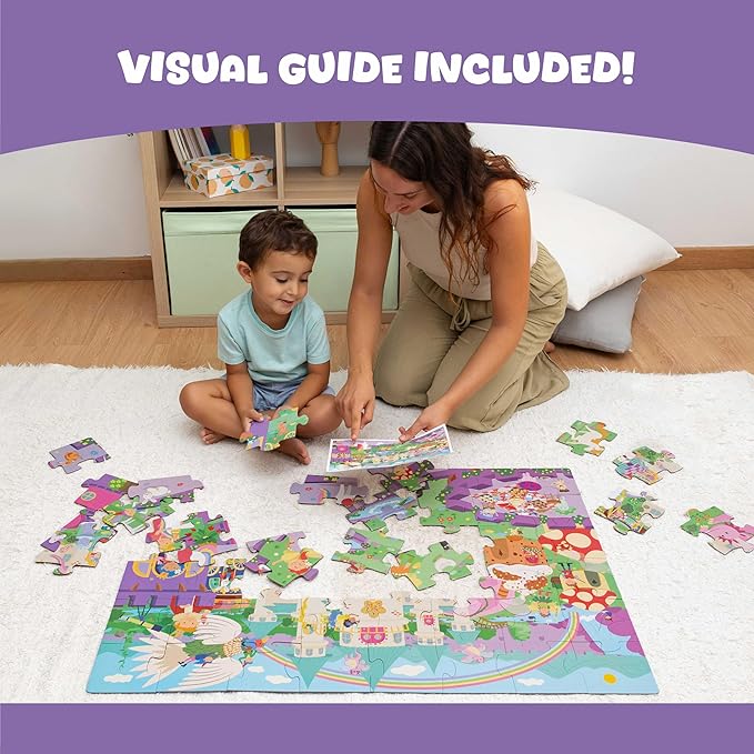 BONNYCO Giant Floor Puzzles for Kids of Fantasy Castle with 48 Large Pieces. Jumbo Puzzle 36.2 x 24.4 in, Gifts for Girls and Boys, Educational Kids Toys Ages 2-8