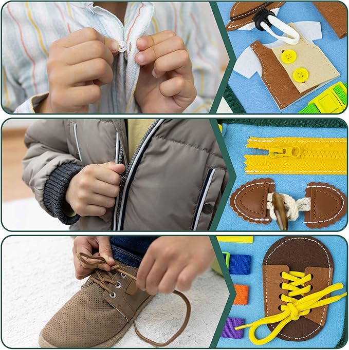 BONNYCO Busy Board for 1 Year Old Animals Montessori Busy Book for Toddlers 1-3 2-4, Felt Quiet Book Baby, Montessori Toys, Toddler Learning Toys Travel Airplane Car | Educational Activity Board