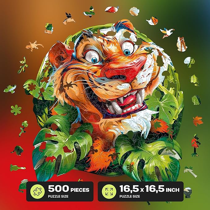 ESC WELT Wooden Puzzle Tiger 500 Pieces - Captivating Mind Entertainment for Teens and Adults - Fun and Environmentally Friendly Toy - Challenging Jigsaw Game - Wooden Puzzle