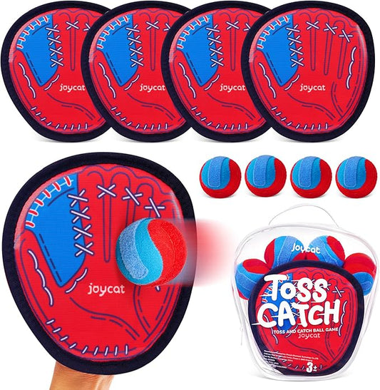 JoyCat Toss and Catch Ball Game Set,Toddler Baseball Glove,Beach Pool Yard Camping Games,Kids Outdoor Toys for Family, Birthday Gifts for 3 4 5 6 7 8 9 10+Year Old Boys Girls (2 Paddles 2 Balls)