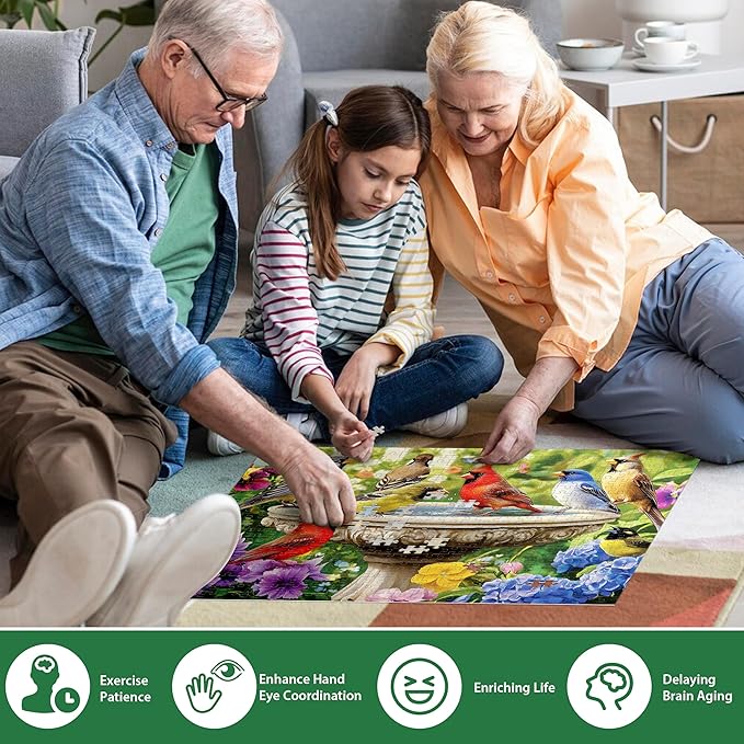 500 Piece Puzzles for Adults, Birds Jigsaw Puzzle 500 Piece for Adults Kids Seniors, Recycled Cardboard Large Piece Puzzle 500, Family Games Great Gift for Mom Dad Family Friends 20.5 x 15 in