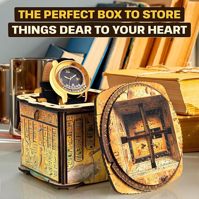 ESC WELT Secret Art Lock Box - Creative Gift Box with Printed Design - 3D Wooden Puzzle Box with Lock Mechanism - Gift Box for Money, Vouchers, Gift Cards - Unique Gift for Teens and Adults