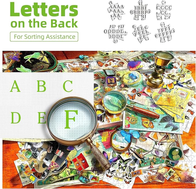 Butterfly Garden 500 Piece Jigsaw Puzzle for Adults Vintage Postcards Design Challenging Colorful Flower Unique Jigsaw Puzzles Ideal for Family Game Nights & Home Decor