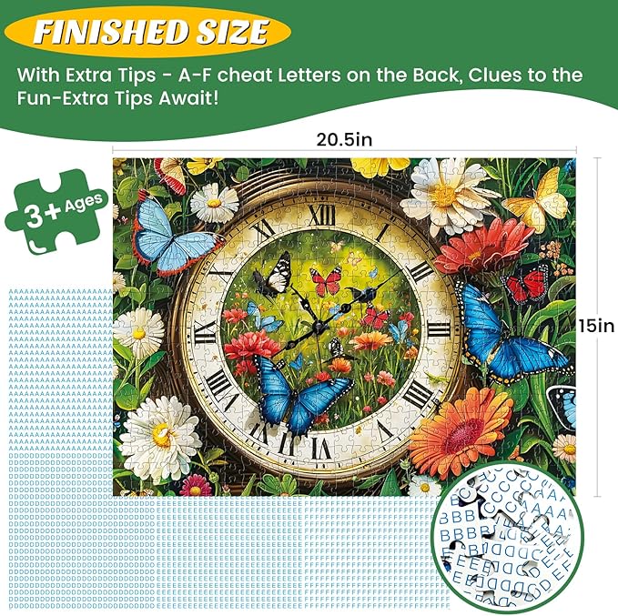 500 Pieces Puzzle for Adults,Fantasy Forest Clock Puzzle,Recycled Cardboard Flowering Time Puzzles 500 Pieces,Challenging Game Home Decor Birthday Party Gift Toy for Adults Kids Seniors 20.5 * 15 in
