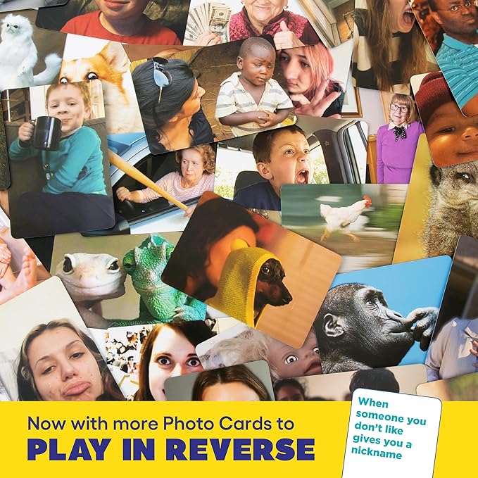 WHAT DO YOU MEME? Family Edition by Relatable, Now with Refreshed Content - Kids Games 8+, Family Games for Kids and Adults, The TikTok Viral Sensation, Includes 300 Caption Cards, 108 Photo Cards