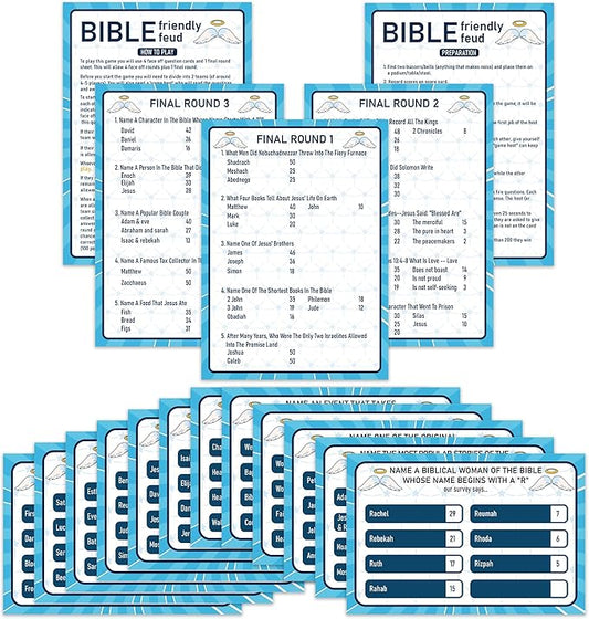 UHADRE Bible Feud Game, Bible Family Feud Cards, Christian Party Game, Christian Family Activity Games, Bible Themed Trivia Quiz, Christian Party Supplies -BFF01