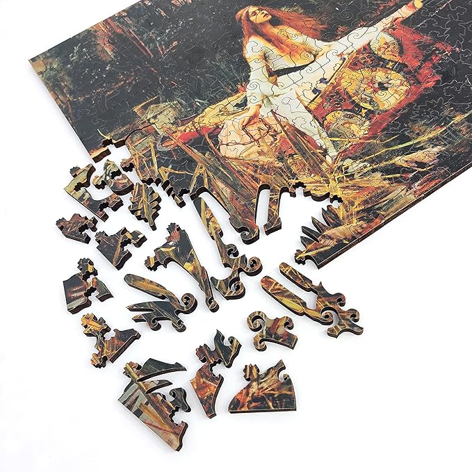 Wooden Jigsaw Puzzle for Adults - Uniquely Shaped Pieces - Made in The USA by FoxSmartBox - 270 Pieces - The Lady of Shalott