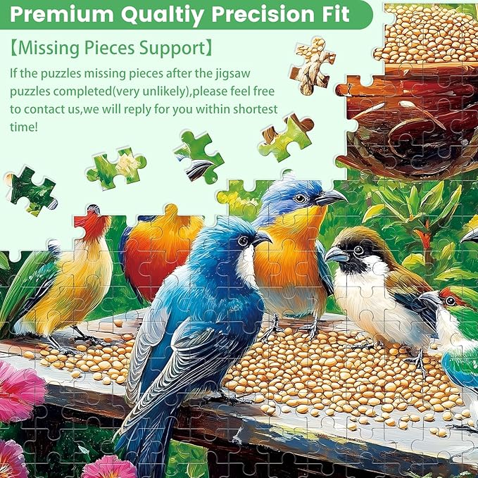 2 Pack 300 Piece Puzzle for Adults, Birds Feasting in the Garden Jigsaw Puzzles,Chicken Barn Scene 300 piece puzzle, Challenging Puzzle for Adults, Seniors and Kids, Perfect for Family Game 20.5*15 in