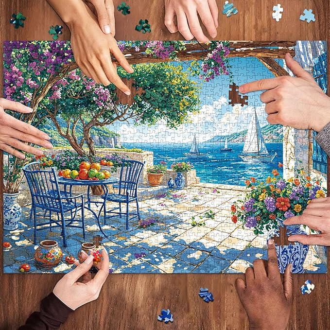 Jigsaw Puzzles for Adults 1000 Pieces, Interlock Perfectly Letter on Back No Dust, Home Decor Birthday Party Gift Toy for Men Women Elders Seniors, 1:1 Poster - Summer Coast