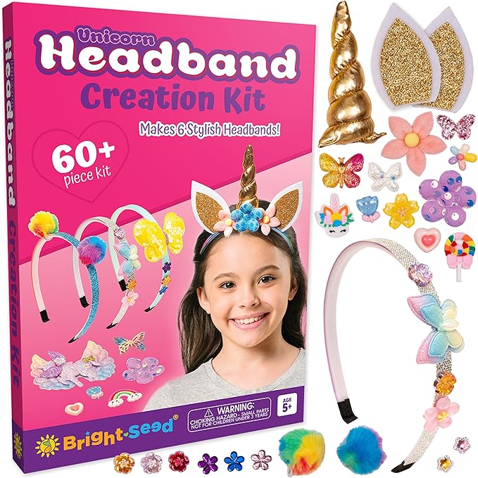 Headband Making Kit for Girls, Make Your Own Fashion Headband, Girl Accessories Ages 5-12, DIY Arts & Crafts, DIY Hair Accessories Set, Birthday Gifts for Girls 5 6 7+ Years Old, Gift Ideas Unicorn